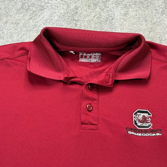 South Carolina Gamecocks Under Armour Polo Shirt Men M Red Loose Performance - Picture 1 of 13